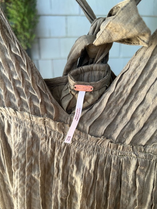 NWOT Free People Frankie Pintuck Cotton Olive Green Maxi Dress - Picture 12 of 16